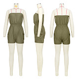 Solid Color Strapless High Waist Cargo Rompers ASL-6679