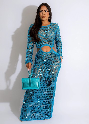 Hand-knitted Cutout Sequin Beach Dresses OYW-21304