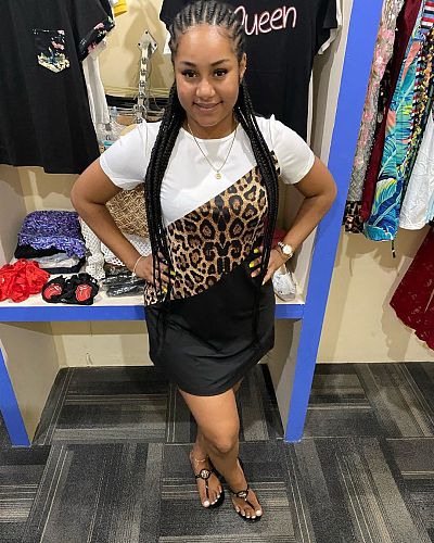 Leopard Patchwork Print Short Sleeve T Shirt Dresses LSL-6383
