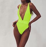 Low Cut Deep V Neck One Piece Swimsuits 19118