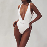Low Cut Deep V Neck One Piece Swimsuits 19118