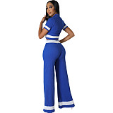 Casual Women Turn-down Collar Top + Wide-leg Pants JX5697
