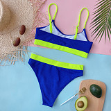 Solid Color Split Swimsuit High Waist Bikini Sets B178W