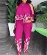Beaded Printing Blouse Loose Pants Two Piece Set LS-0398