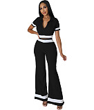 Casual Women Turn-down Collar Top + Wide-leg Pants JX5697