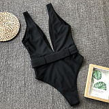 Low Cut Deep V Neck One Piece Swimsuits 19118
