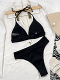 Solid Two Pieces Swimsuit High Waist Bikini Set C723W