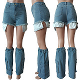 Streetwear Denim Shorts with Leg Cover Calf Sleeve MEM-88503