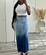 Gradient Print High Waist Slit Denim Skirt LSD-1386