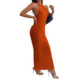 Sexy Halter Backless Split Maxi Dress JX5651