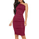 Sexy One Shoulder Folds Midi Dresses JX5647