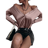 Women Solid Color Stretch Blouses JX5649