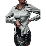 Women Solid Color Stretch Blouses JX5649