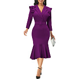 Elegant Ladies Flounce Midi Dresses JX5573