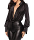 Women Solid Color Long Sleeve Shirt JX5648