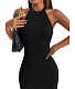 Sexy Halter Backless Split Maxi Dress JX5651
