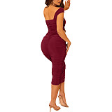 Sexy Oblique Shoulder Tight Maxi Dress JX5635
