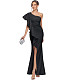 Elegant Ladies Flounce One Shoulder Split Maxi Dress JX5558