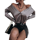 Women Solid Color Stretch Blouses JX5649