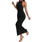 Sexy Halter Backless Split Maxi Dress JX5651