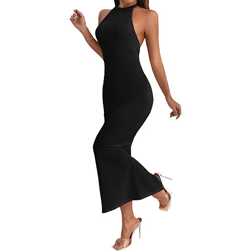 Sexy Halter Backless Split Maxi Dress JX5651