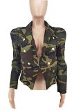 Notched Camouflage Print Autumn Long Sleeve Jackets ZAND-31252