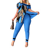 Fashion Leopard Prints Split Tops with Bodycon Pants 2 Pieces Set SHD-9620
