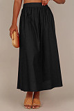 Women U-neck Lantern Sleeve Crop Top with Length Skirts OLN-6043