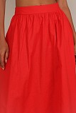 Women U-neck Lantern Sleeve Crop Top with Length Skirts OLN-6043