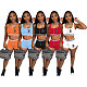 Women Sporty B Letter Vest with Shorts 2 Piece Sets OQ-0188