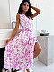 Fashion Print Sleeve Buttons Blouse Long Dresses OLN-9133