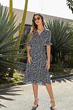 Trendy Point Print V-neck A-line Maxi Dresses OLN-6046