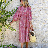 Trendy Printed Bubble-sleeves Slim Maxi Dresses OLN-2222