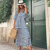 Trendy Printed Bubble-sleeves Slim Maxi Dresses OLN-2222