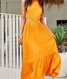 Trendy Women Halter Expose Waist Sexy Maxi Dress OLN-6023