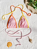 Pink Patchwork Bandage Push-up Bikinis Swimsuits CHS-6585