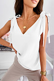 Sweet Women V-neck Sleeveless Straps Tops OLN-030