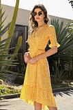 Trendy Point Print V-neck A-line Maxi Dresses OLN-6046