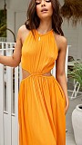 Trendy Women Halter Expose Waist Sexy Maxi Dress OLN-6023