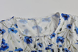 Fashion Print Short Sleeve Round Neck Hem Midi Dresses OLN-9834