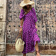 Trendy Printed Bubble-sleeves Slim Maxi Dresses OLN-2222