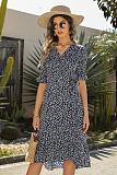 Trendy Point Print V-neck A-line Maxi Dresses OLN-6046