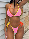 Pink Patchwork Bandage Push-up Bikinis Swimsuits CHS-6585
