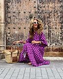 Trendy Printed Bubble-sleeves Slim Maxi Dresses OLN-2222