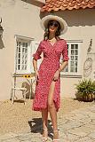 Trendy Point Print V-neck A-line Maxi Dresses OLN-6046