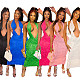 Hot Sexy Backless Halter Solid Color Wave Maxi Dresses BY-6605