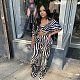 Casual Zebra-stripe Print Crop Top with Flared Pants 2Pieces Set NY-2755