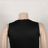 Solid Color Round Neck Sleeveless Feather Package Hips Short Dress NY-2767