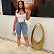 Casual Women Broken Holes Pearl ​Blue Denim Shorts CM-8690