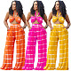 Tie Dye Stripe Halter Crop Tops Wide Leg Pants Suit BGN-298